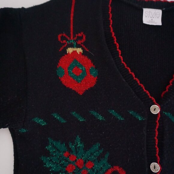 Vintage Style Studio Black Christmas Ornament Bell Stocking Holiday Cardigan M - Picture 9 of 11